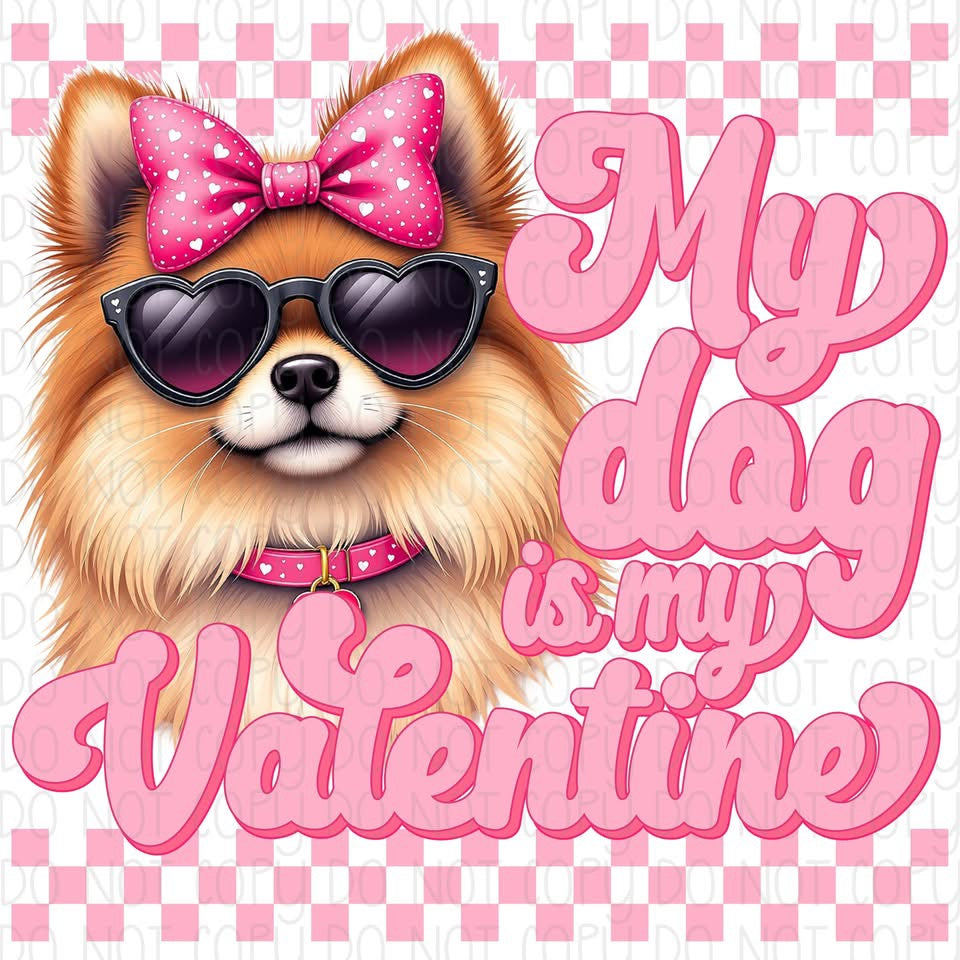 My Dog is my Valentine Pomeranian DTF Transfer Design CF