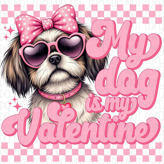 My Dog is my Valentine Shih Tzu DTF Transfer Design CF