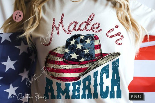 Made in America Cowboy Hat DTF Transfer Design