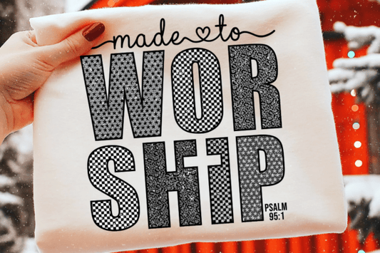 Made to Worship checkered stars cheetah DTF Transfer Design