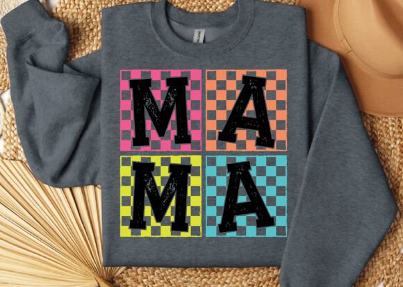 Mama Checkered squares DTF Transfer Design