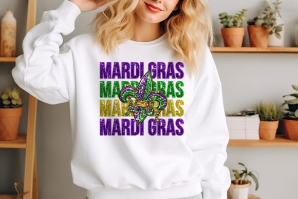 4 Mardi gras faux DTF Transfer Design