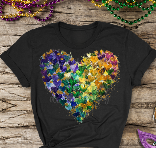 Mardi Gras ombre hearts DTF Transfer Design