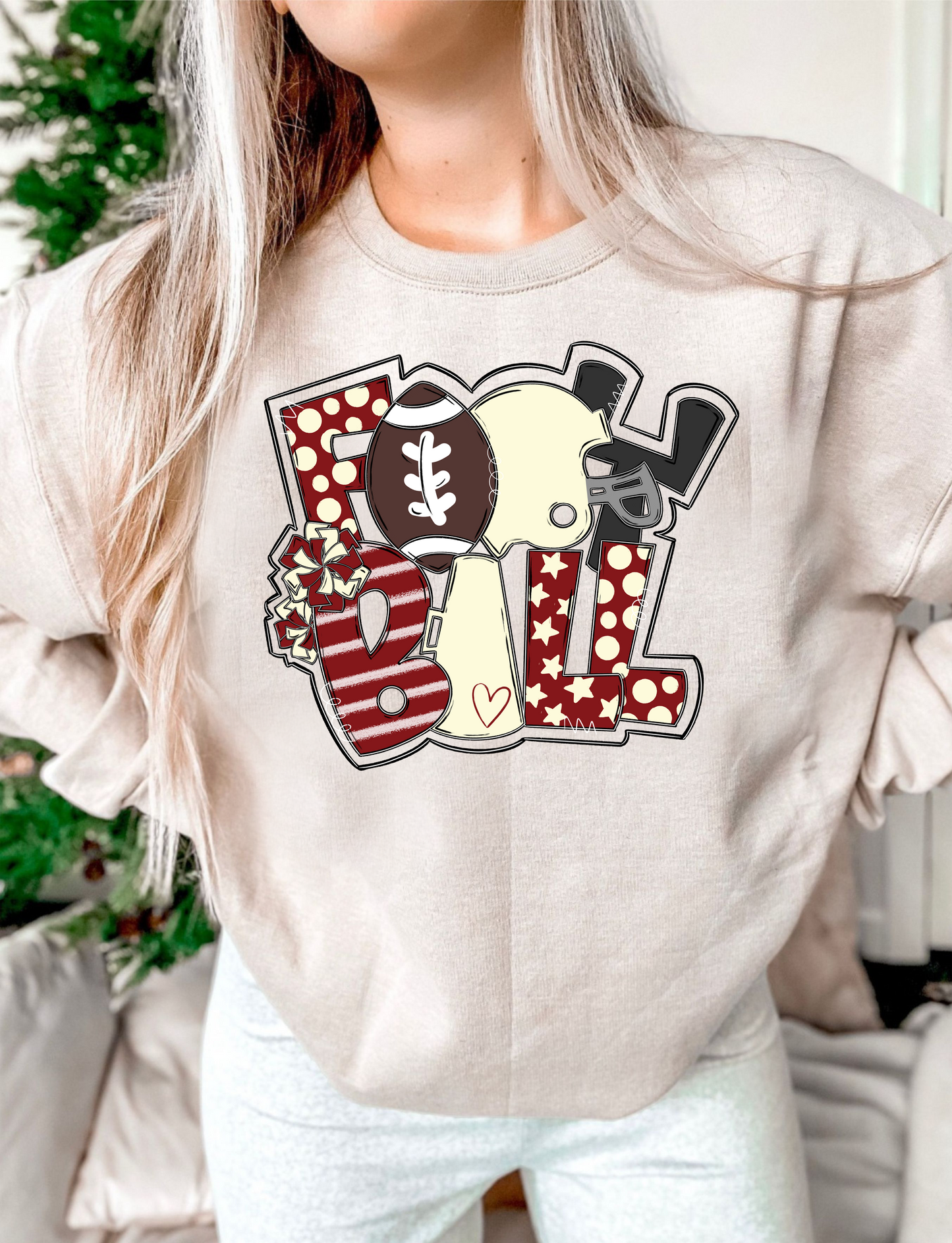 Football Word Art DTF Transfer Design Bev