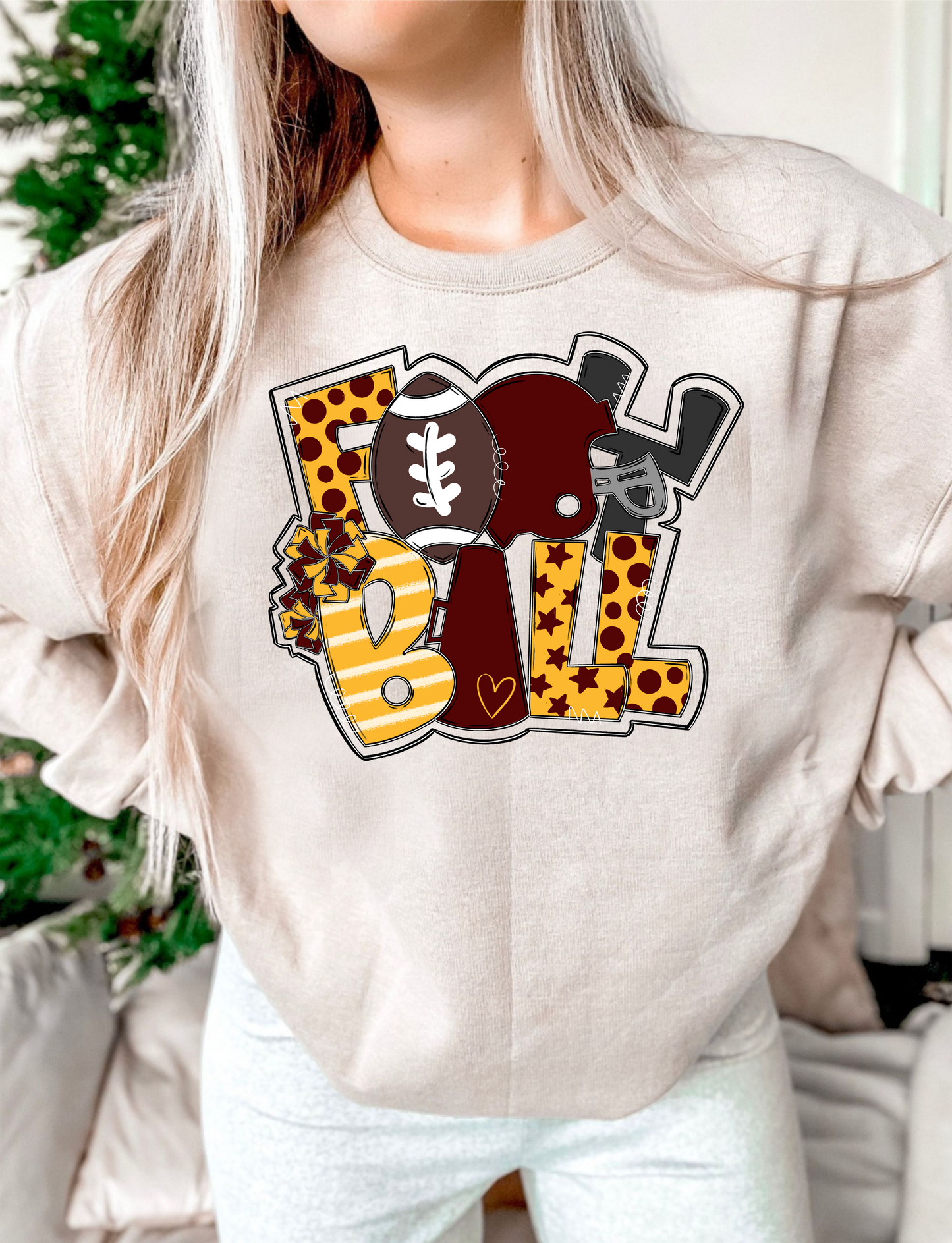 Football Word Art DTF Transfer Design Bev
