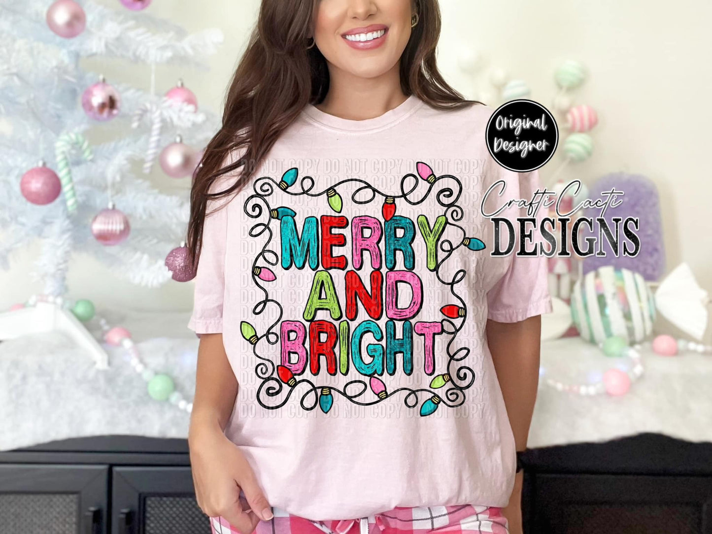 Merry and Bright DTF Transfer Design