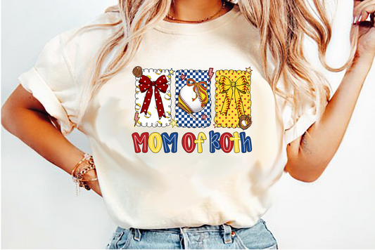 Mom Of Both Softball baseball DTF Transfer Design