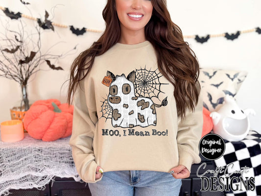 Moo, I Mean Boo DTF Transfer Design