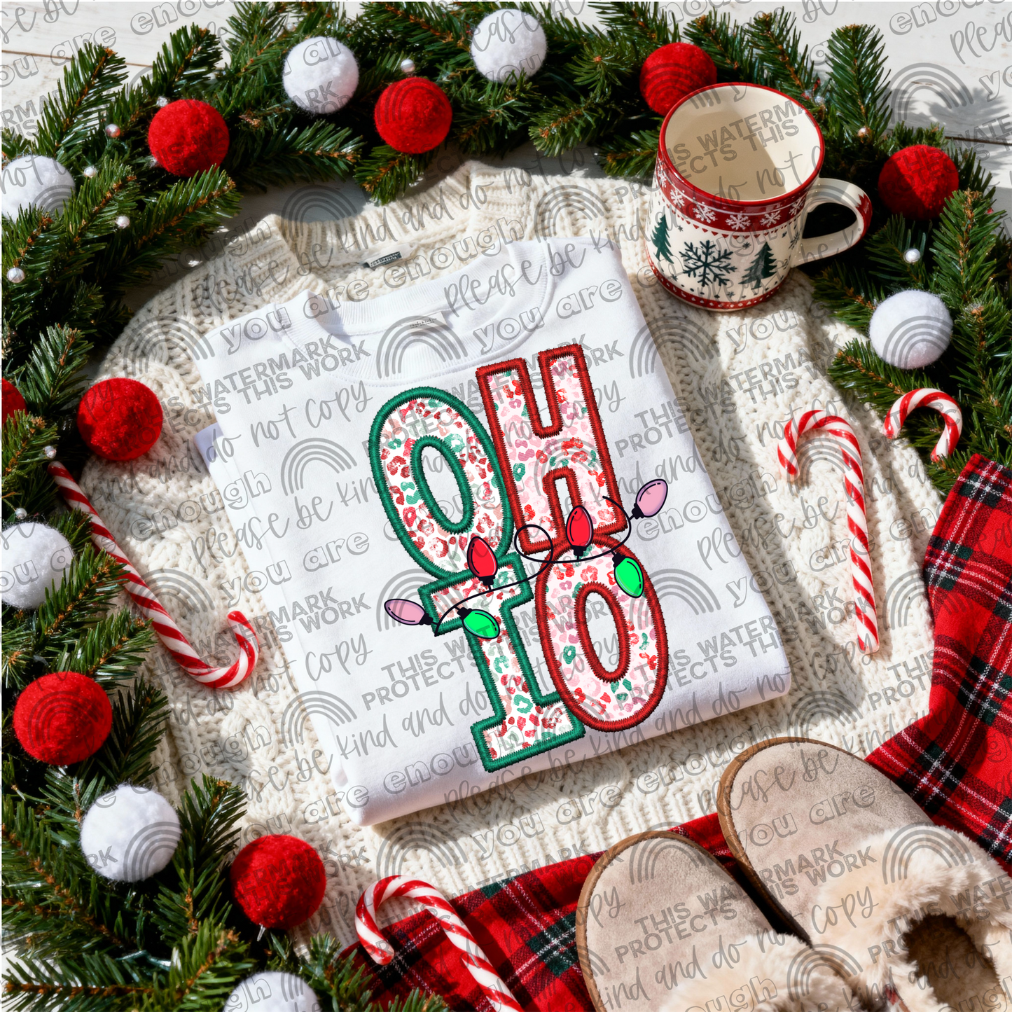 State Christmas lights DTF Transfer Design SMB