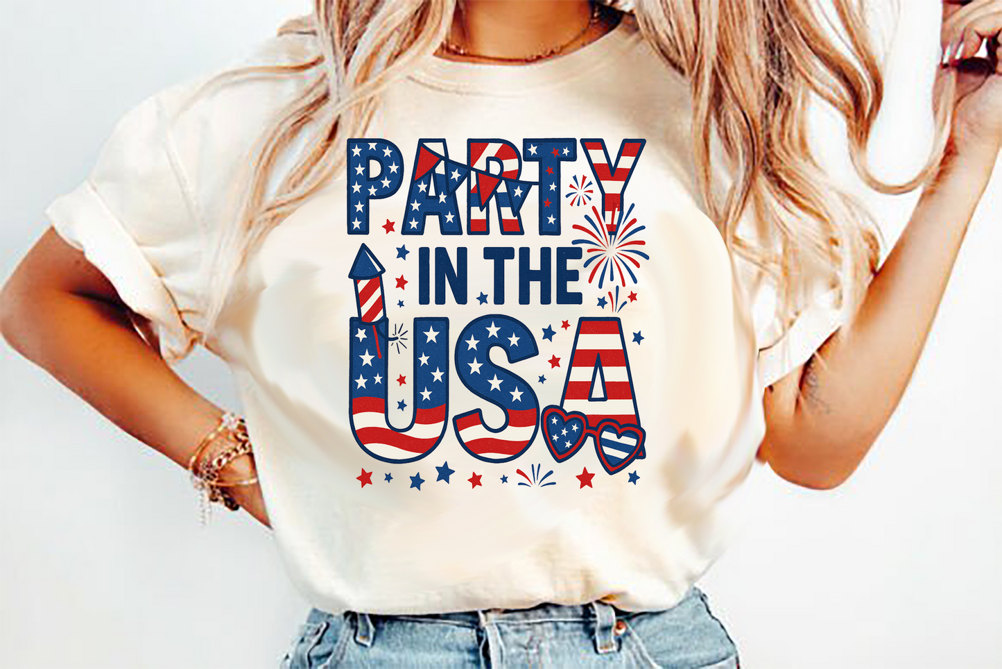 Party In The USA 4th of July  DTF Transfer Design