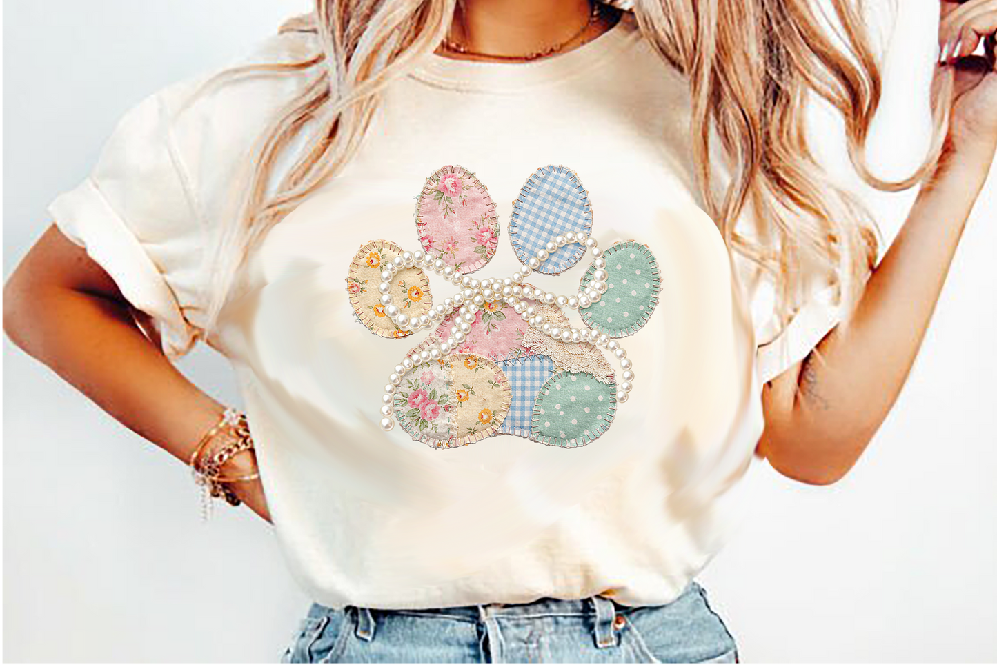 Paw Patchwork Pearls DTF Transfer Design ozan