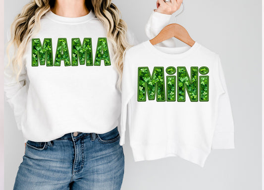 Mama & Mini Faux Embroidery Faux Sequin DTF Transfer Design