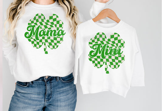 Checkered Clover Mama/Mini DTF Transfer Design