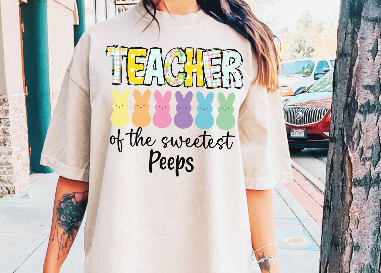 Teacher of the sweetest peeps Doodle letters DTF Transfer Design