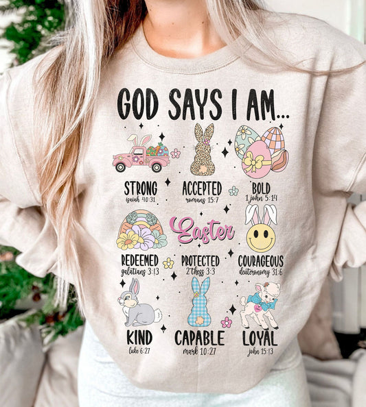 God Says I Am Spring DTF Transfer Design