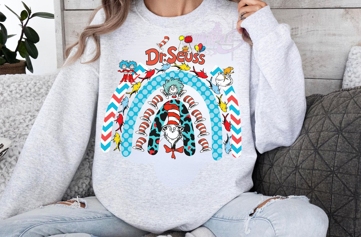 Dr. Seuss Rainbow DTF Transfer Design