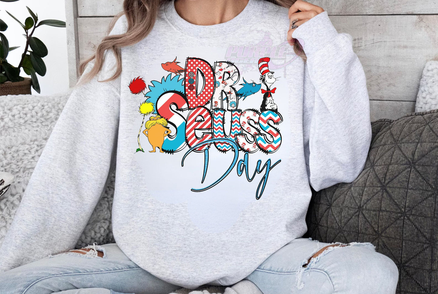 Dr. Seuss Day Doodle Letters DTF Transfer Design