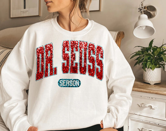 Dr Seuss Faux Sequins Varsity Style DTF Transfer Design