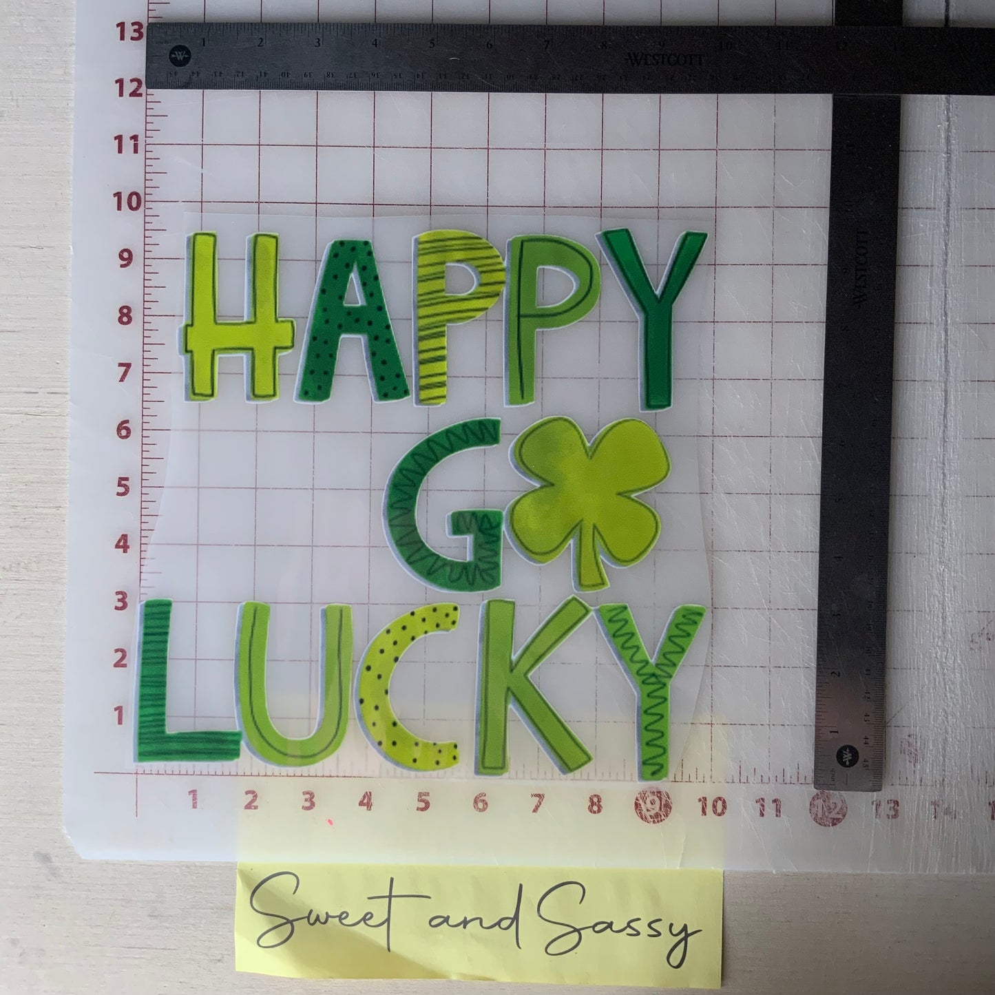 Happy Go Lucky words DTF Transfer Design
