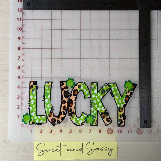 Lucky Doodle Letters DTF Transfer Design