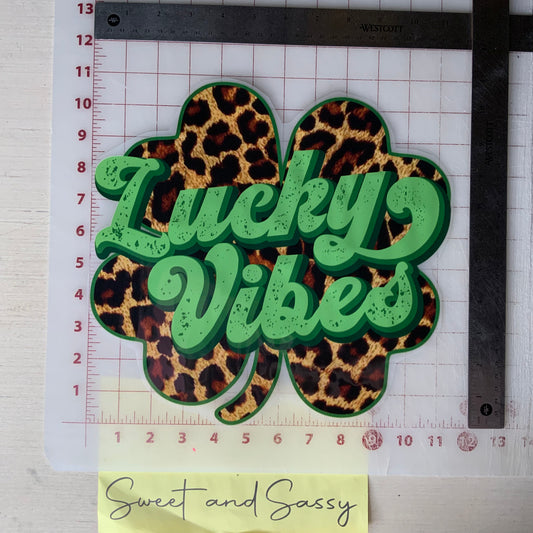 Lucky Vibes Leopard Print Clover DTF Transfer Design