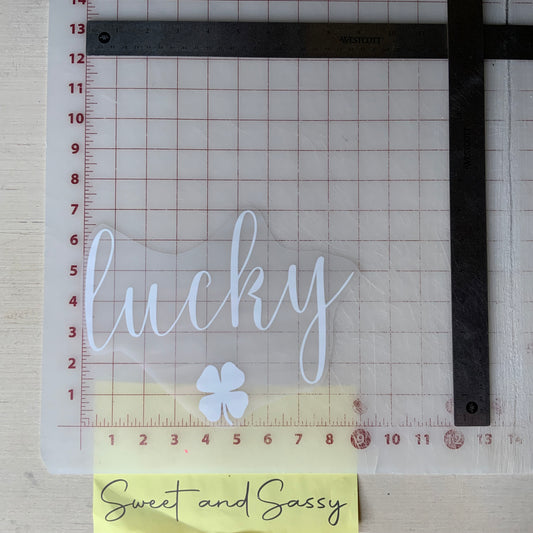 Lucky Cursive White DTF Transfer Design