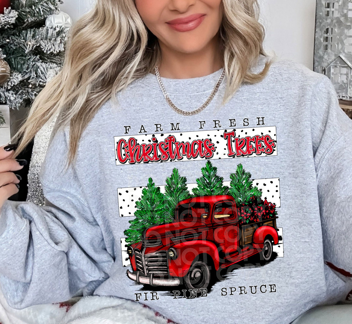 Farm Fresh Christmas Trees DTF Transfer Design