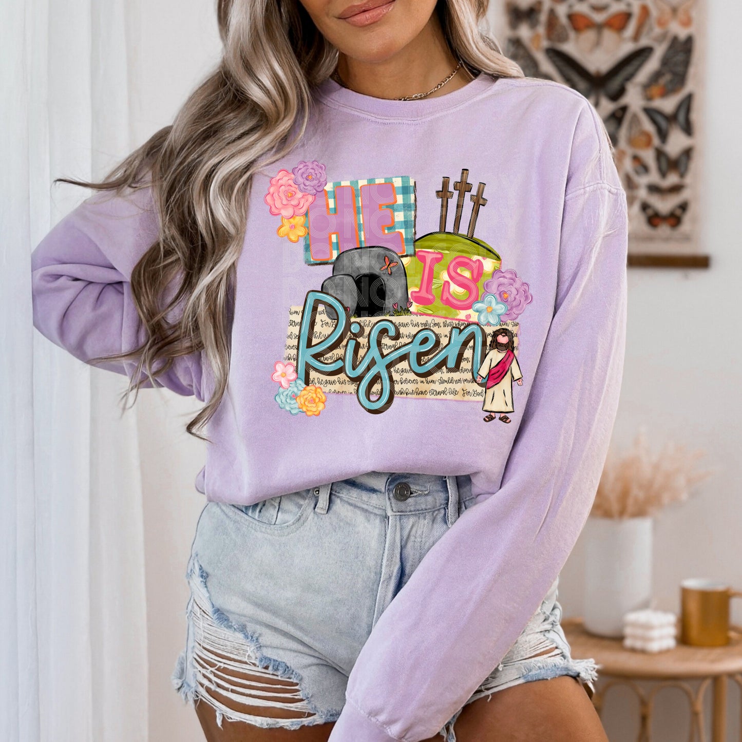 He is Risen floral DTF Transfer Design