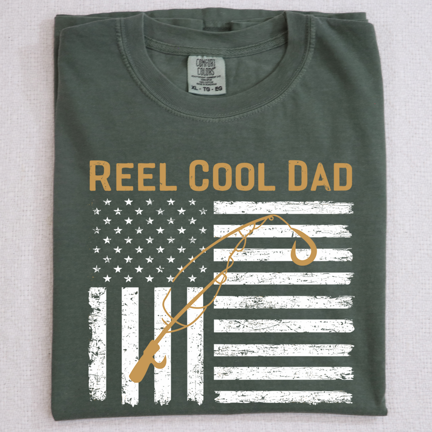 REEL COOL DAD Flag and Pole DTF Transfer Design