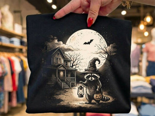 Racoon spooky halftone 2597 DTF Transfer Design