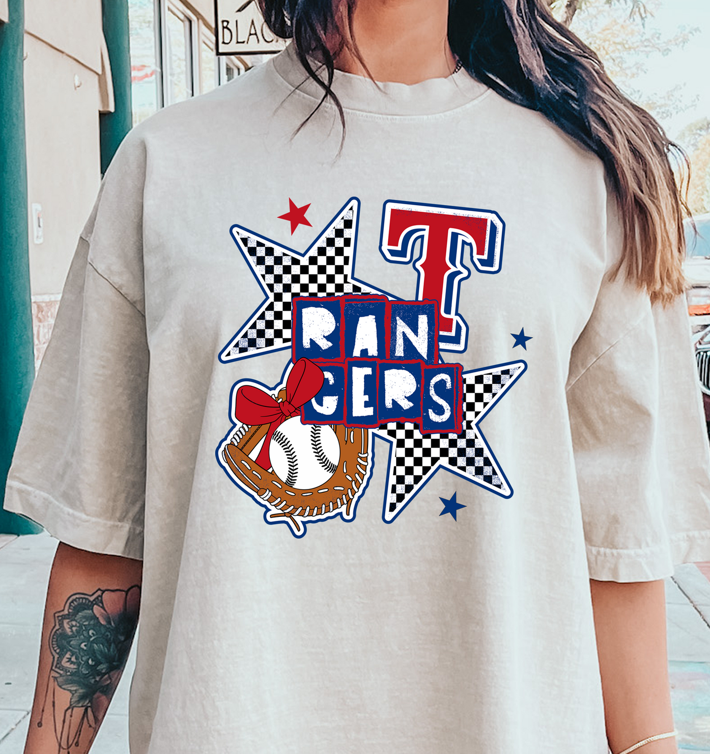 Rangers Checkered Stars  DTF Transfer Design