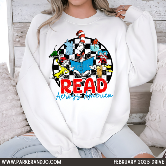 Read across America reading checkered DTF Transfer Design