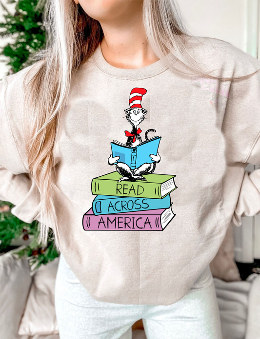 Read across America stacked books DTF Transfer Design