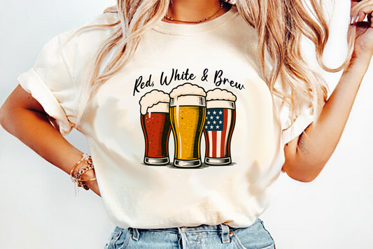 Red White and Brew beers DTF Transfer design