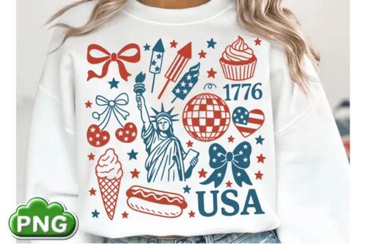 Retro America Preppy 4th of July PNG DTF Transfer Design
