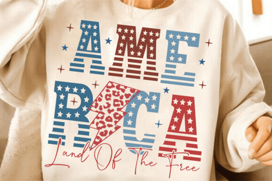 Retro America Land of the Free DTF Transfer Design