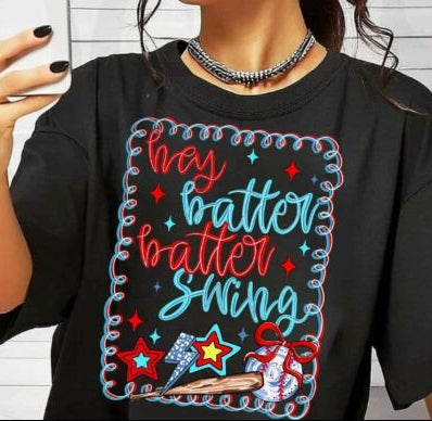 Hey Batter Batter Swing doodle DTF Transfer Design
