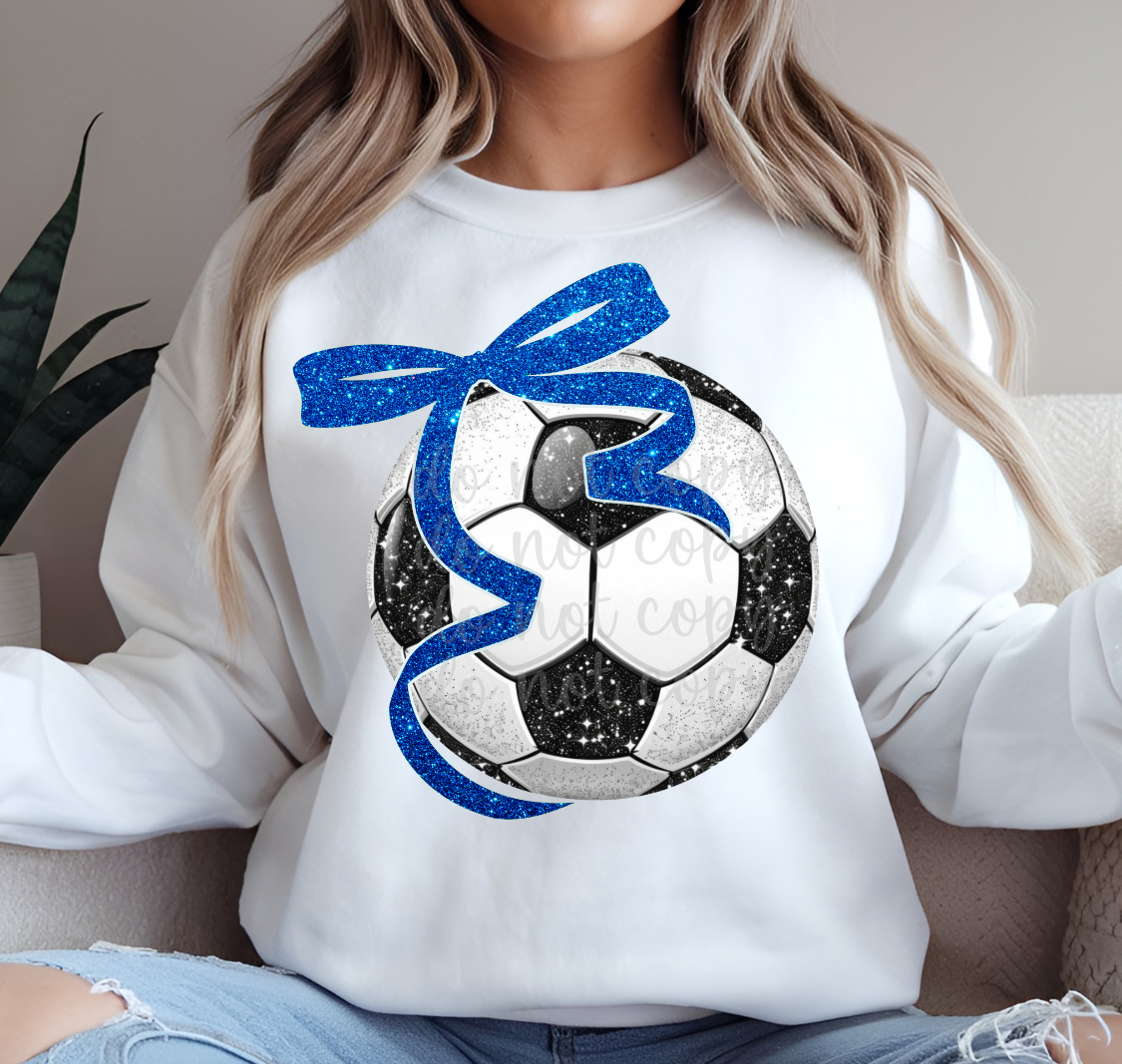 Faux Glitter soccer color bow DTF Transfer Design