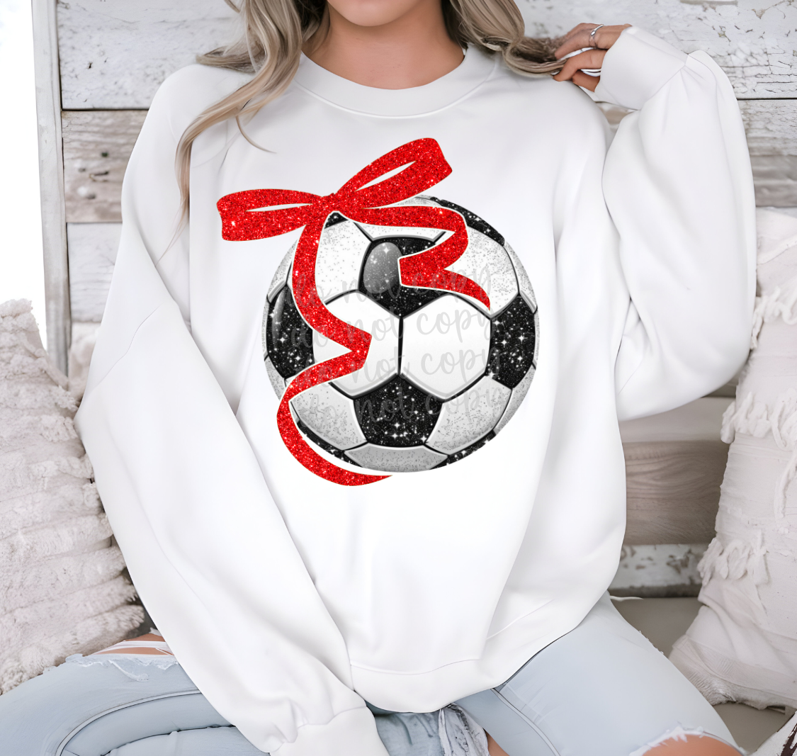 Faux Glitter soccer color bow DTF Transfer Design