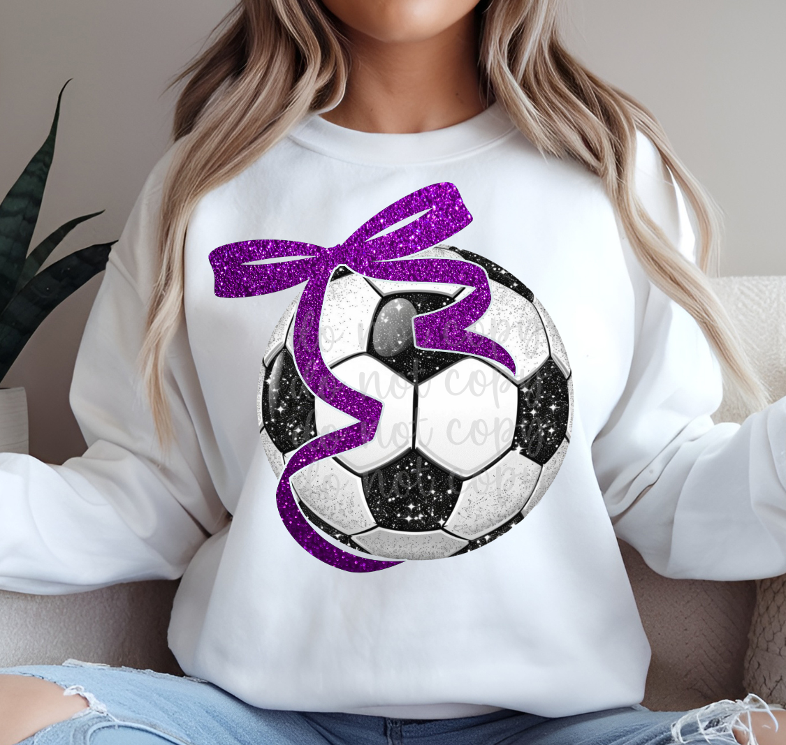 Faux Glitter soccer color bow DTF Transfer Design