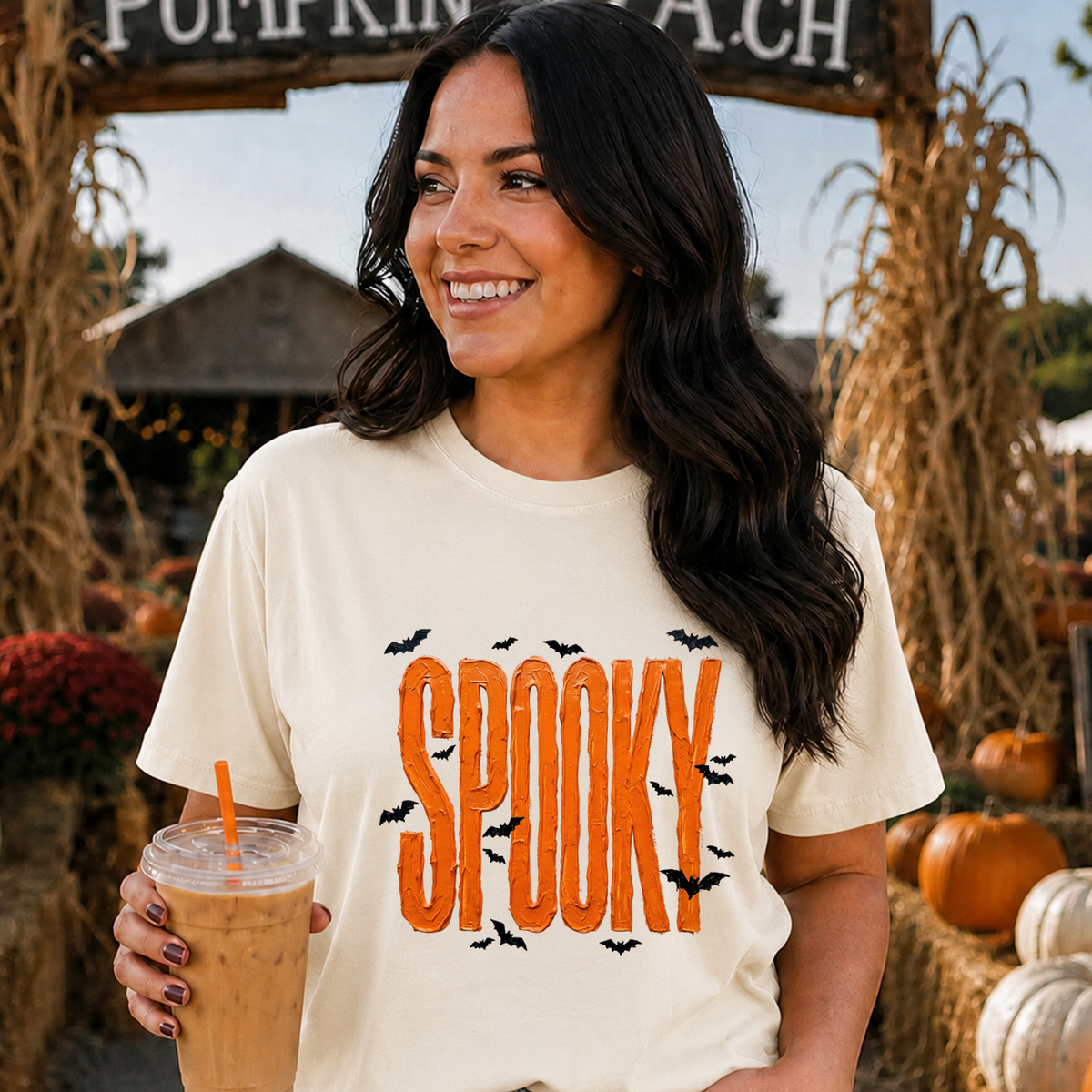 Spooky Halloween with bats  DTF Transfer Design
