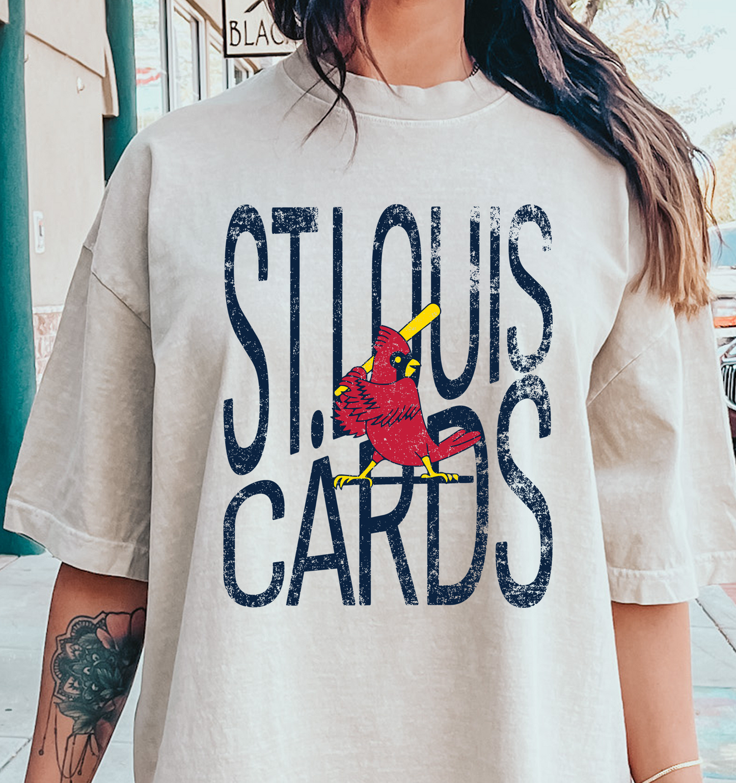 St. Louis Cards Cardinal swinging bat DTF Transfer Design