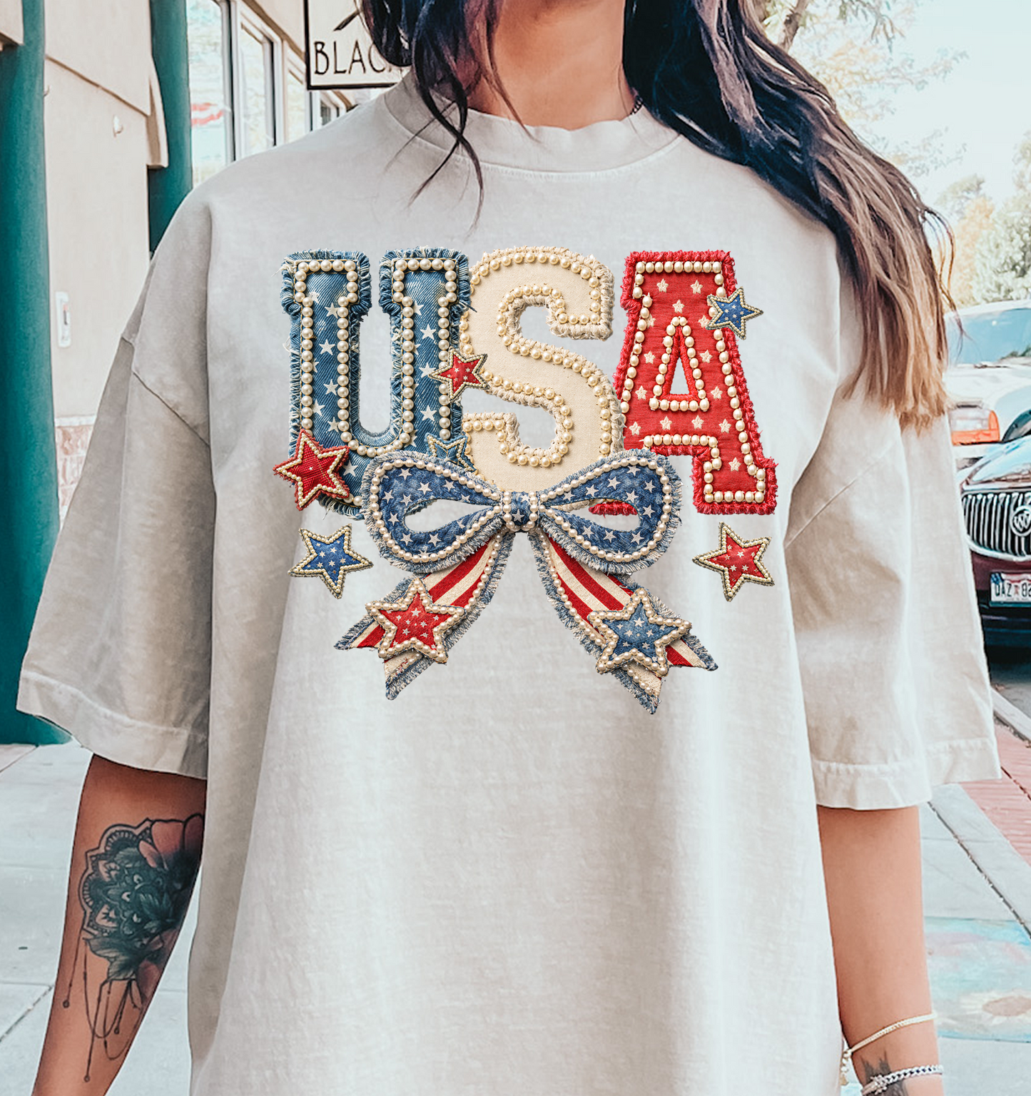 Stars and Stripes Bow USA  DTF Transfer Design