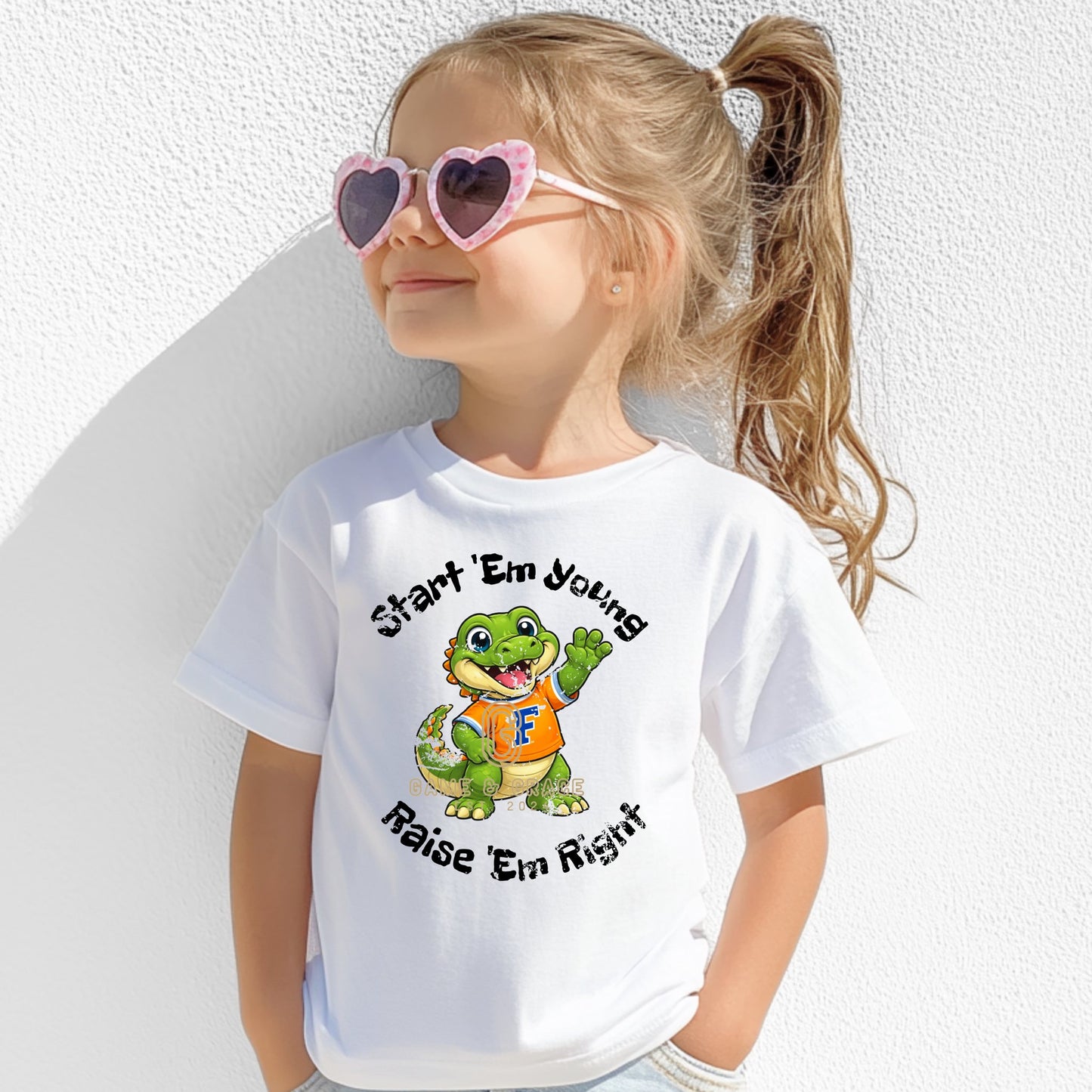Start 'Em Young Raise 'Em Right Gator DTF Transfer Design