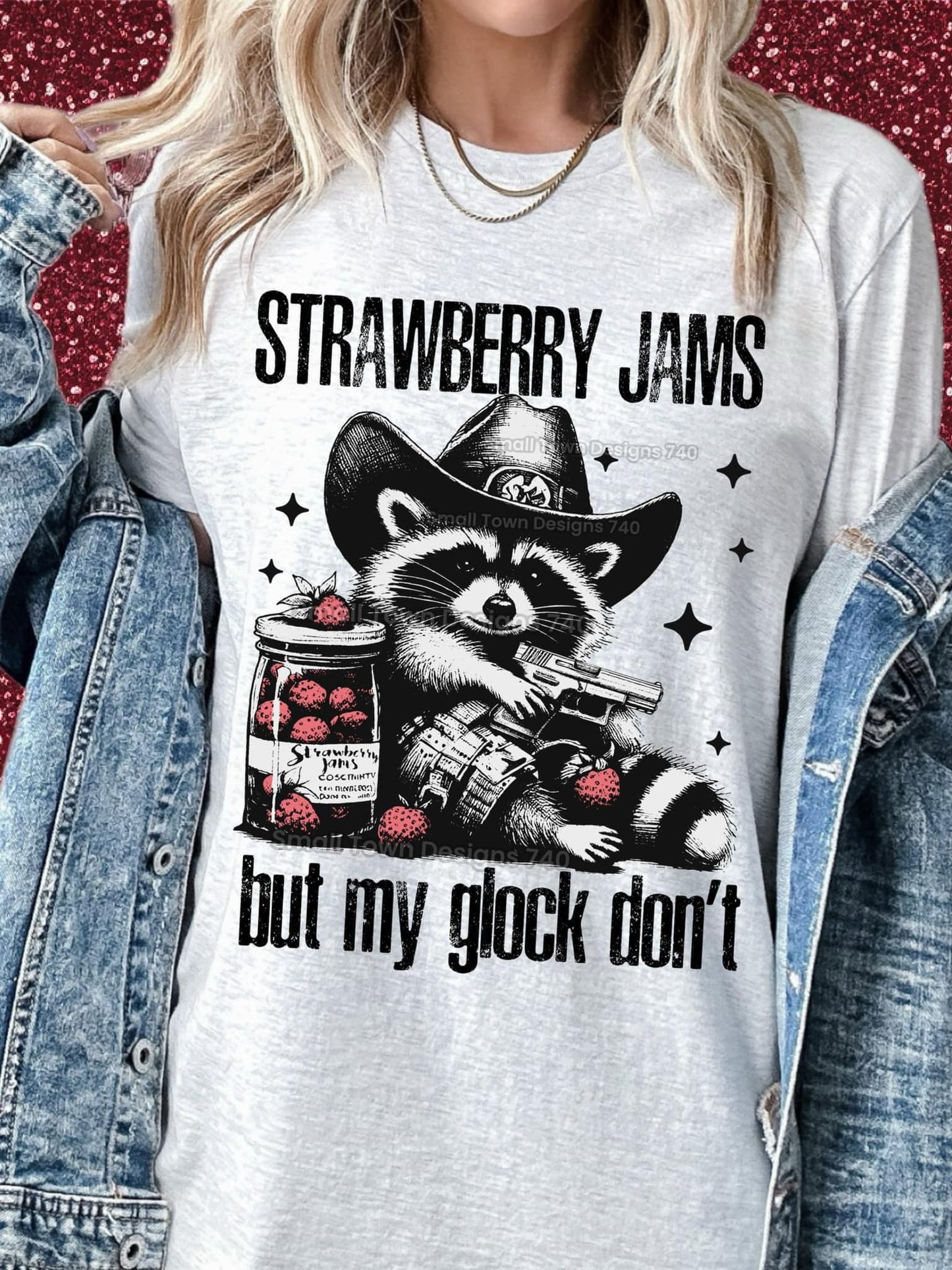 Strawberry Jams but my Glock Don't DTF Transfer Design