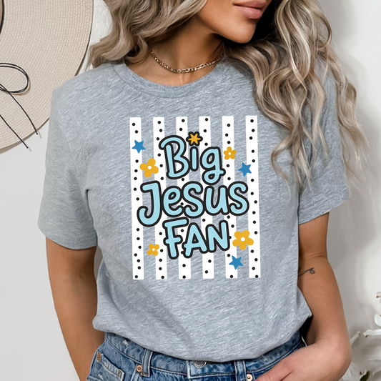 Striped Big Jesus Fan Preppy Christian DTF Transfer Design