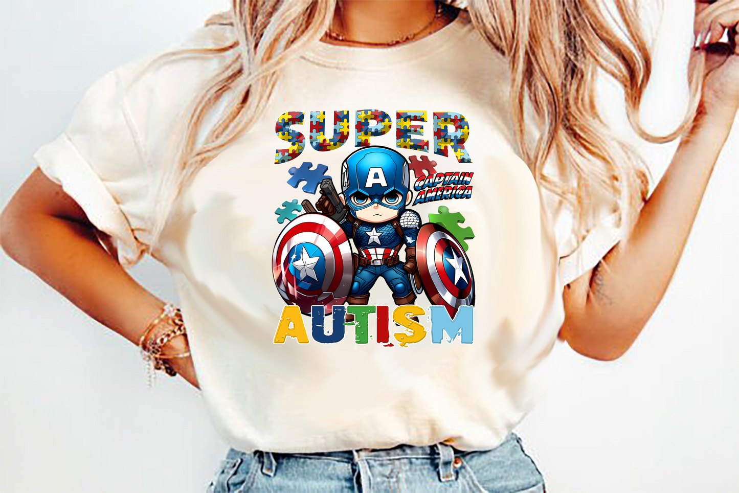 Super autism captain America DTF Transfer Design