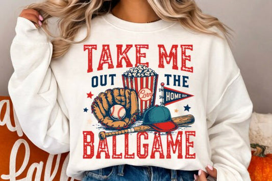Take Me Out The Ballgame baseball DTF Transfer Design