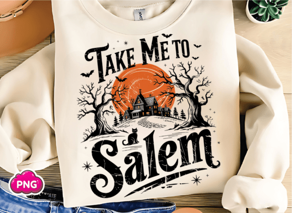 Take me to salem Retro Halloween DTF Transfer Design