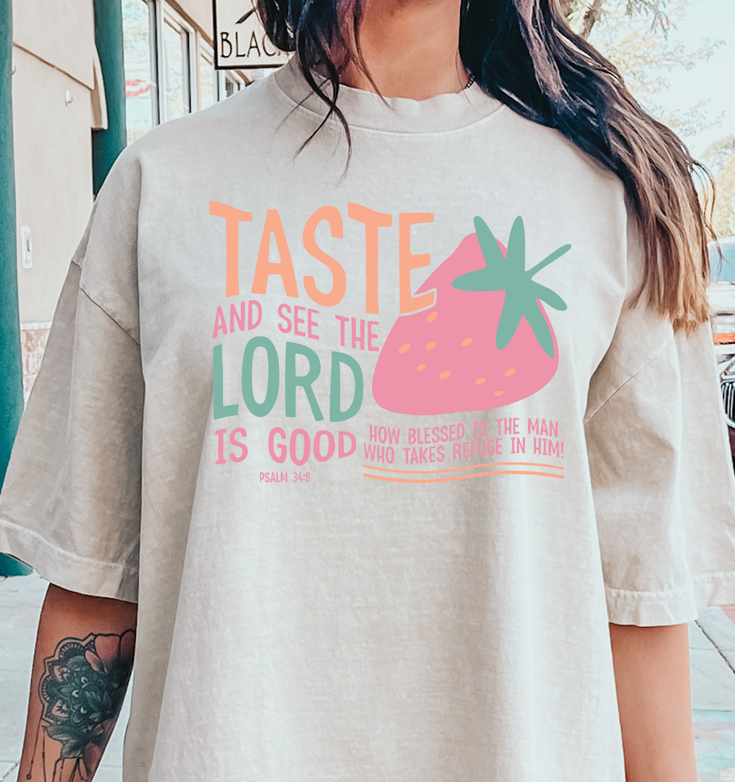Taste and See the Lord is Good strawberry DTF Transfer Design
